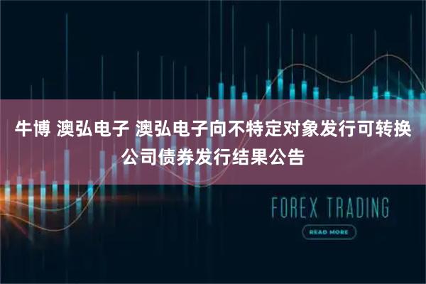 牛博 澳弘电子 澳弘电子向不特定对象发行可转换公司债券发行结果公告